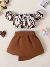 One-Shoulder Leopard Print Girls' Skirt Set FD6091C