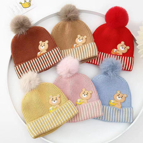 Fashion Baby Bear Knitted Warm Winter Wool Cap (6 Months -3 Years) CP5087