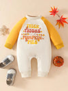 Baby's "Thick Tights Pumpkin Pies" Thanksgiving Letter Print Raglan Long Sleeve Romper, Toddler & Infant Girl's Body suit BS6138B