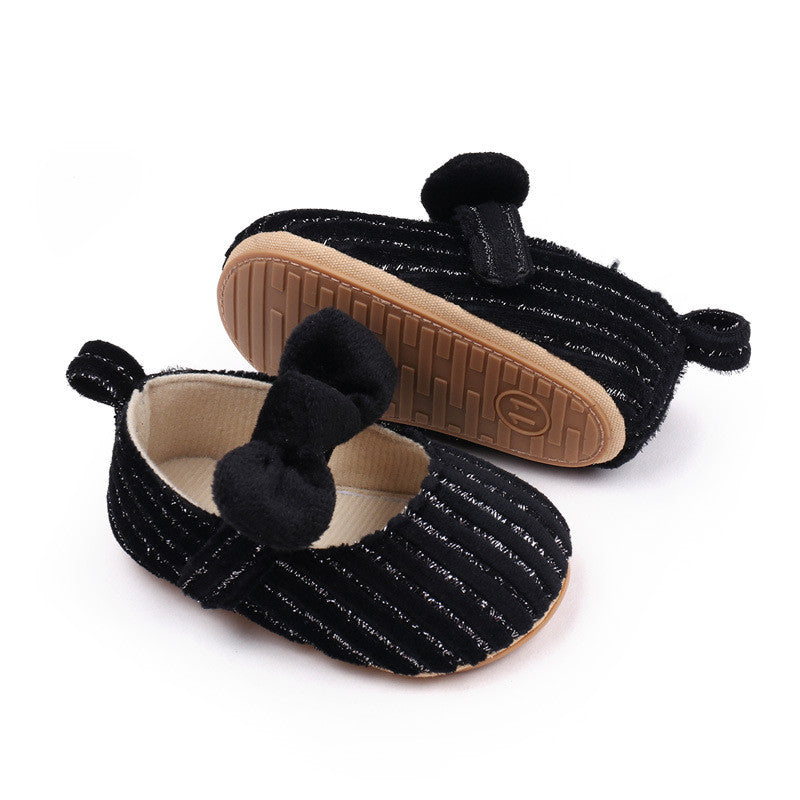 Black Baby Girls Princess Non-Slip Rubber Soft Sole Shoes SH7111C