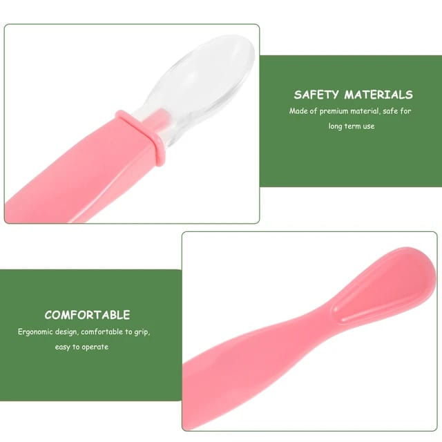 Pink Soft Silicone Spoon for 0-2 Years Old Baby Food Safe Feeding Spoons 2 Pc Set FS107B