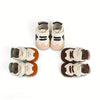 White & Brown Breathable British Style Baby Sneakers - Non-Slip Soft Sole, Mid-Top Design for Infants & Newborns, All-Season Outdoor & Daily Wear Shoes SH7169C