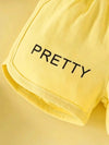 2pcs Cute "I'm a Pretty Girl" T-Shirt and Shorts Set Summer Clothes for Girls, Perfect for Outdoor FD6127F