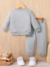 Toddler Cartoon Bear Two-Piece Set - Cozy Crew Neck Sweatshirt & Joggers for Fall/Winter, Playful Outfit for Youngster, for Outdoor TS6037H