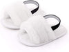 White Baby Girls soft Sole Fur Slippers SLP8013A