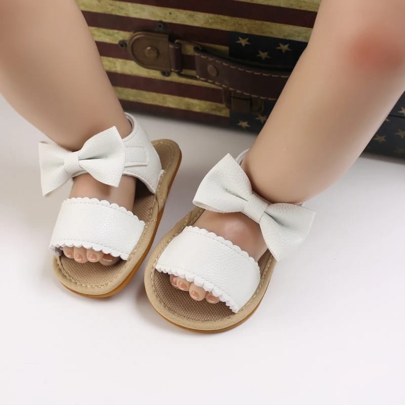 White Color Fashion Cute Leather Bow Princess Sandals SDL7515D