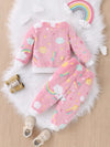 Rainbow Casual Fashion Furry Girls' Long Sleeve Long Pants Spring and Autumn Outerwear Two-piece Set HJ6208E