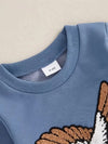 Adorable Duck-Themed Cotton Sweatshirt & Pants Set for Youngsters - Machine Washable, Cozy Winter Outfit, Blue, Round Neck, Two-piece Set, Perfect for Outdoor TS6147I