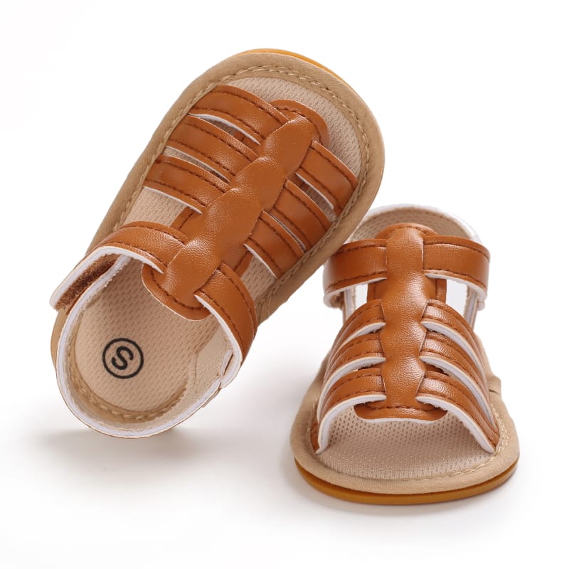 Baby Minimalist Hook-and-loop Fastener Strap Brown Sandals SDL7518A