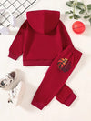 2pcs Boys' Spring/Autumn Fashion Minimalist Sporty Digital Letter Pattern Hoodie and Long Pants Set, Perfect for Outdoor TS6099E