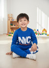 JF 2 PC Royal Blue NYC Print Autumn & Winter Terry Fabric Track Suit, Sweatshirt and Trouser Set TS6418E