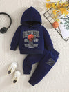 Baby Boys Comfortable Hoodie & Casual Trousers Two-piece Set With Cartoon Basketball Print For Sports TS6099F