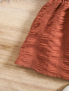 Girls' Brown New Summer Bubble Sleeve Plain Color Dress with Cute Hat Two-piece Set Princess Dress FD6111G
