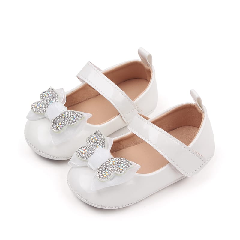 White Baby Girl Princess Shoes with Shiny Diamond SH7106C