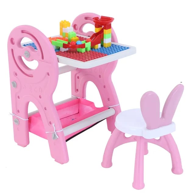 Pink Durable Quality Multi-Function Kindergarten Indoor Children Plastic Study Table and Chair Educational Toys BCP1028A