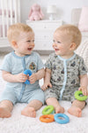 2pcs Adorable Baby Cotton Rompers Set - Grey & Sky Blue BS6430C