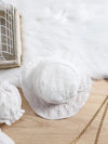Girls' White New Summer Bubble Sleeve Plain Color Dress with Cute Hat Two-piece Set Princess Dress FD6111F