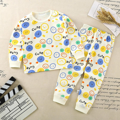 Multicolor Cute Happy Face Shirt & Trouser 2 Pc Set NS6047E