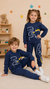 JF 2 PC Navy Dino Autumn & Winter Terry Fabric Track Suit, Sweatshirt and Trouser Set TS6418K