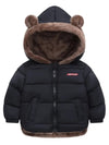Unisex Lightweight Winter Hooded Jacket with Soft Plush Lining, Thick Warmth, Cute Bear Ears Hat - Gray with Brown Accents, Zipper Design, Casual Winter Wear, Durable Zip-Up Jacket HJ6209D