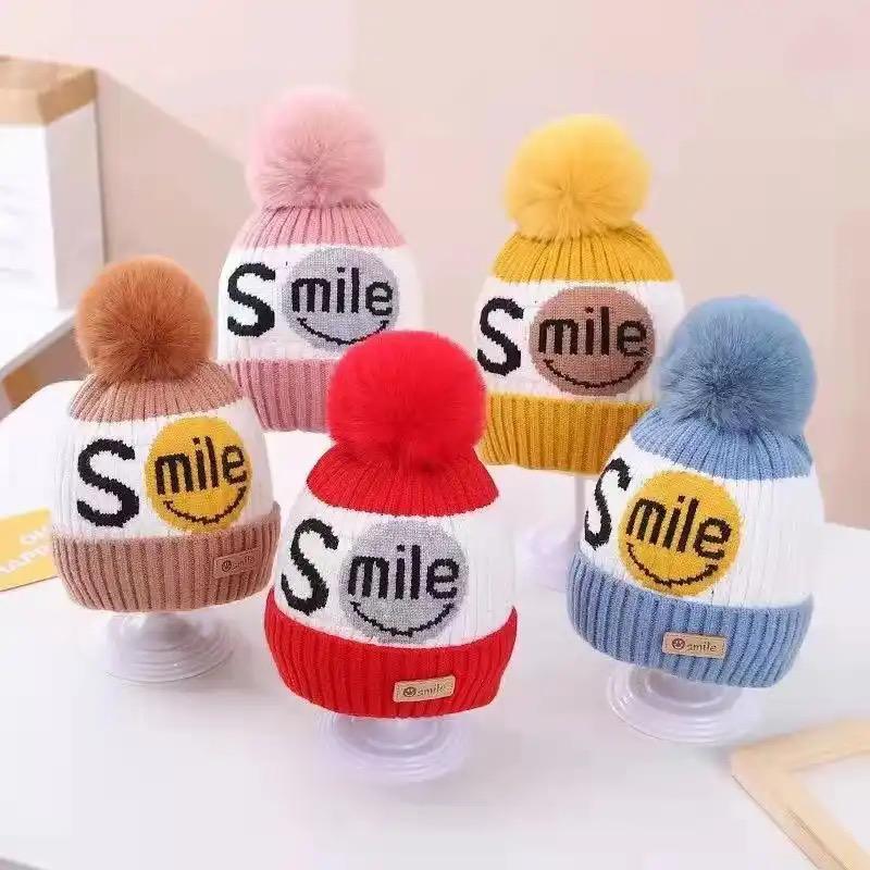 Pink Winter Warm Hat Smile Knitting Hat Cap CP5003D