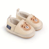 Brown Adorable Cartoon Bear Embroidered Baby Boy Walking Shoes SH7162E