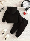 Spring and Autumn Style Infant and Toddler Boys and Girls Letter Print Hooded Fleece Long Sleeve Sweatshirt and Pants TS6038G