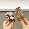 White & Brown Breathable British Style Baby Sneakers - Non-Slip Soft Sole, Mid-Top Design for Infants & Newborns, All-Season Outdoor & Daily Wear Shoes SH7169C