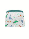 4pcs Cute Dinosaur Print Boys' Boxer Briefs] 4-Pack Cute Dinosaur Print Cotton Boxer Briefs for Boys, Soft Knit Underwear with Medium Elasticity US6113A
