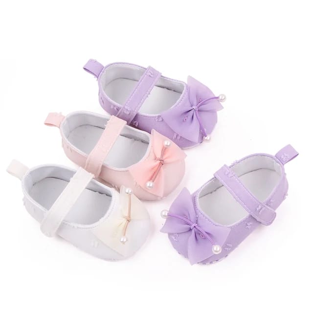 Pink Unique Bow Soft Sole Booties BTS9005A