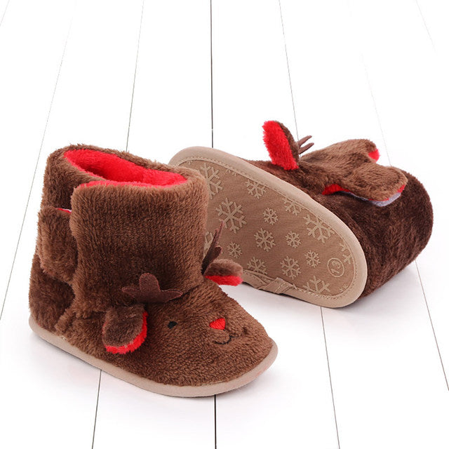 Brown Infant Fleece Warm Winter Shoes SH7128A