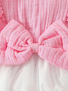 Chic Pink and White Butterfly Print Dress for Girls - Sleeveless Ruffle Bow Tulle Skirt with Floral Embroidery, Perfect for Spring and Summer FD6109F