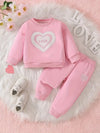 Girl's Autumn and Winter Sweatshirt and Pants Two-piece Set with Love Embroidery Casual Sports Suit, Perfect for Outdoor TS6099H