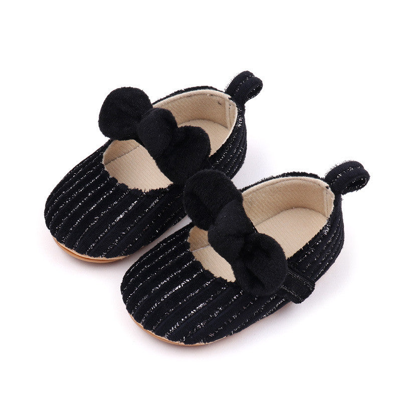 Black Baby Girls Princess Non-Slip Rubber Soft Sole Shoes SH7111C