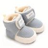 Blue Wool Booties, Ankle High Solid Color Warm Infant Walking Boots, Soft Comfortable Fabric Lined Indoor Outdoor Warm Shoes SH7170B