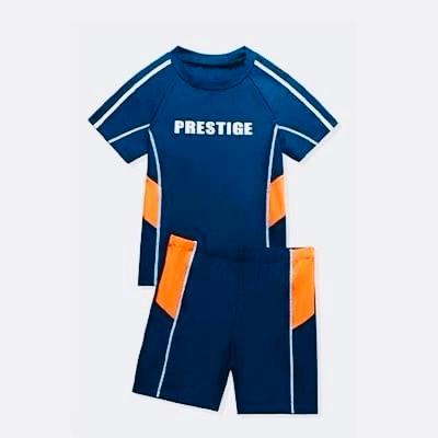 Boys Navy Blue Shrit & Short Swimsuit 2 PCs Set SWM6052