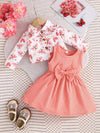 Baby Girl Butterfly Print Coat with a Bow Dress Set, for Outdoor FD6141I