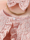 2pcs Baby's Elegant Butterfly Embroidery Mesh Splicing Dress + Ruffled Flower Jacquard Cardigan + Headwear, Toddler & Infant Girl's Clothing Outdoor Set For Spring Fall FD6102B