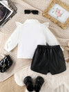 Baby Girl Summer Fashion Straight Shoulder Lapel Top & Irregular Half-Length Skirt Two-Piece Set Directional Development, for Outdoor FD6125I