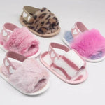 Light Pink Back Stripes Fur Slippers SLP8001D