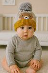 Gray Baby Bear Face Warm Winter Wool Cap (0 Months - 24 Months) CP5098C