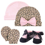 HB Pink+Leopard Caps/Booties/Gloves 4Pcs Set CP5008A