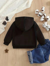 1pc Adorable Bear Print Hoodie for Baby, Casual Style Knit Pullover with Zipper, Long Sleeve, Polyester, Stretch Fabric, Regular Fit, Geometric Pattern, Autumn/Winter Collection HJ6211A