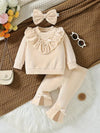 Cute Baby Girl Outfit with a Bow And Split Pants, for Outdoor FD6129F