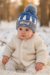 Blue Hello Baby Knitted Warm Winter Wool Cap (6 Months -3 Years) CP5083E