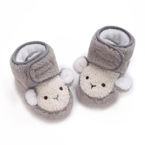 Gray Cute Panda Animal Style Baby Fleece Warm Shoes SH7130B