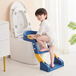 Blue & Yellow Folding Toilet, Potty Training Seat with Step Stool Ladder, Folding Auxiliary Toilet Seat, Toilet Trainer, Comfortable and Safe Potty Seat BCP1025B