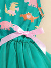 Summer Girls' Sweet Dress, Cartoon Cute Dinosaurs Print, Sleeveless FD6110F