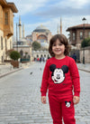 JF 2 PC Red Micky Autumn & Winter Terry Fabric Track Suit, Sweatshirt and Trouser Set TS6418D