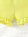 Girls' Summer Cool Fashion 3D Flower Strap Shorts Set, Perfect for Outdoor FD6126C